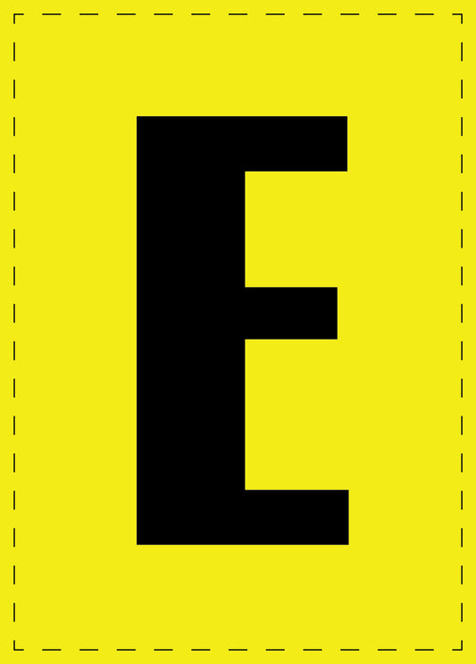 Buchstabe E Klebebuchstaben und Zahlenaufkleber schwarze Schrift gelber Hintergrund  ES-BGPVC-E-3
