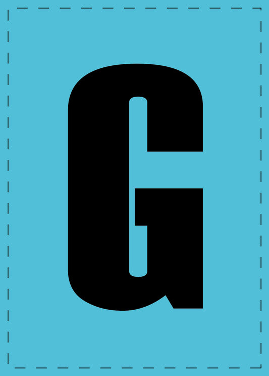 Buchstabe G Klebebuchstaben und Zahlenaufkleber schwarze Schrift BLAU Hintergrund  ES-BGPVC-G-50