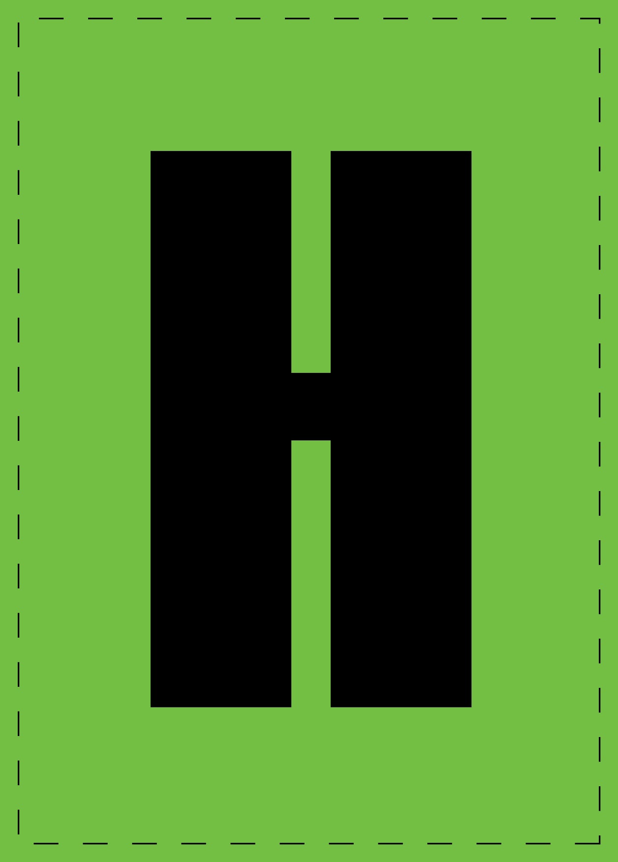 Buchstabe "H" Klebebuchstaben und Zahlenaufkleber  schwarze Schrift grüner Hintergrund  ES-BGPVC-H