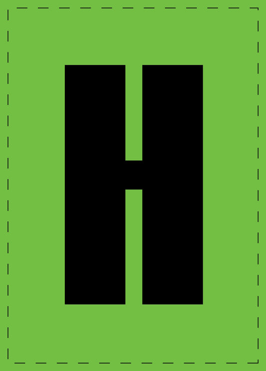 Buchstabe "H" Klebebuchstaben und Zahlenaufkleber  schwarze Schrift grüner Hintergrund  ES-BGPVC-H