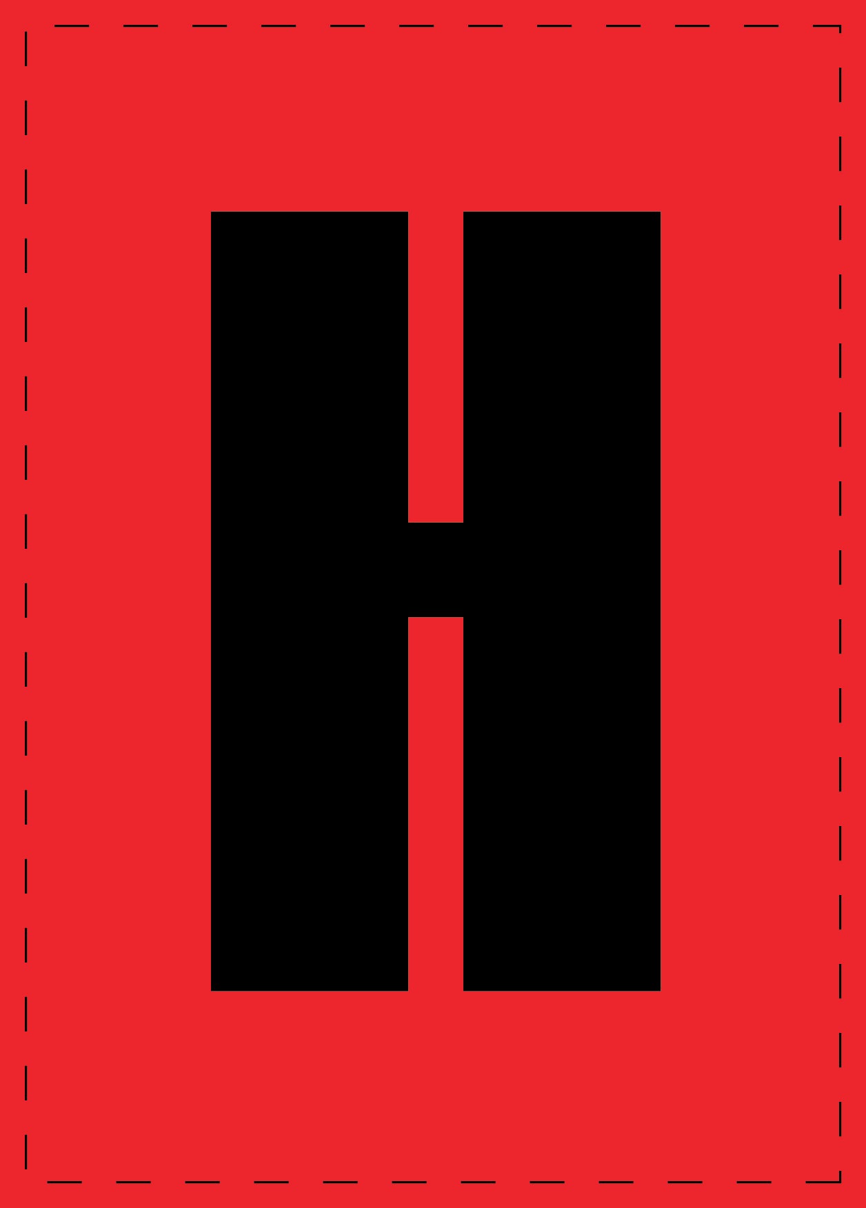 Buchstabe H Klebebuchstaben und Zahlenaufkleber schwarze Schrift roter Hintergrund  ES-BGPVC-H