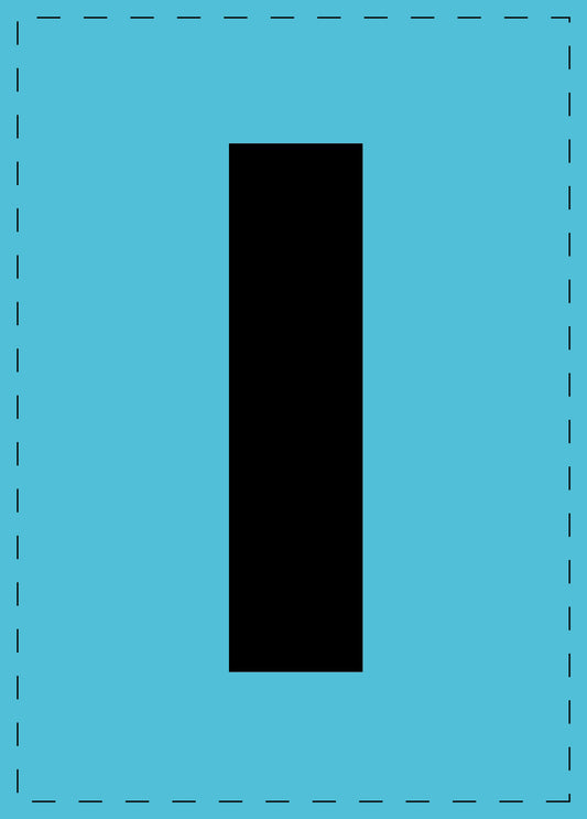 Buchstabe I Klebebuchstaben und Zahlenaufkleber schwarze Schrift BLAU Hintergrund  ES-BGPVC-I-50
