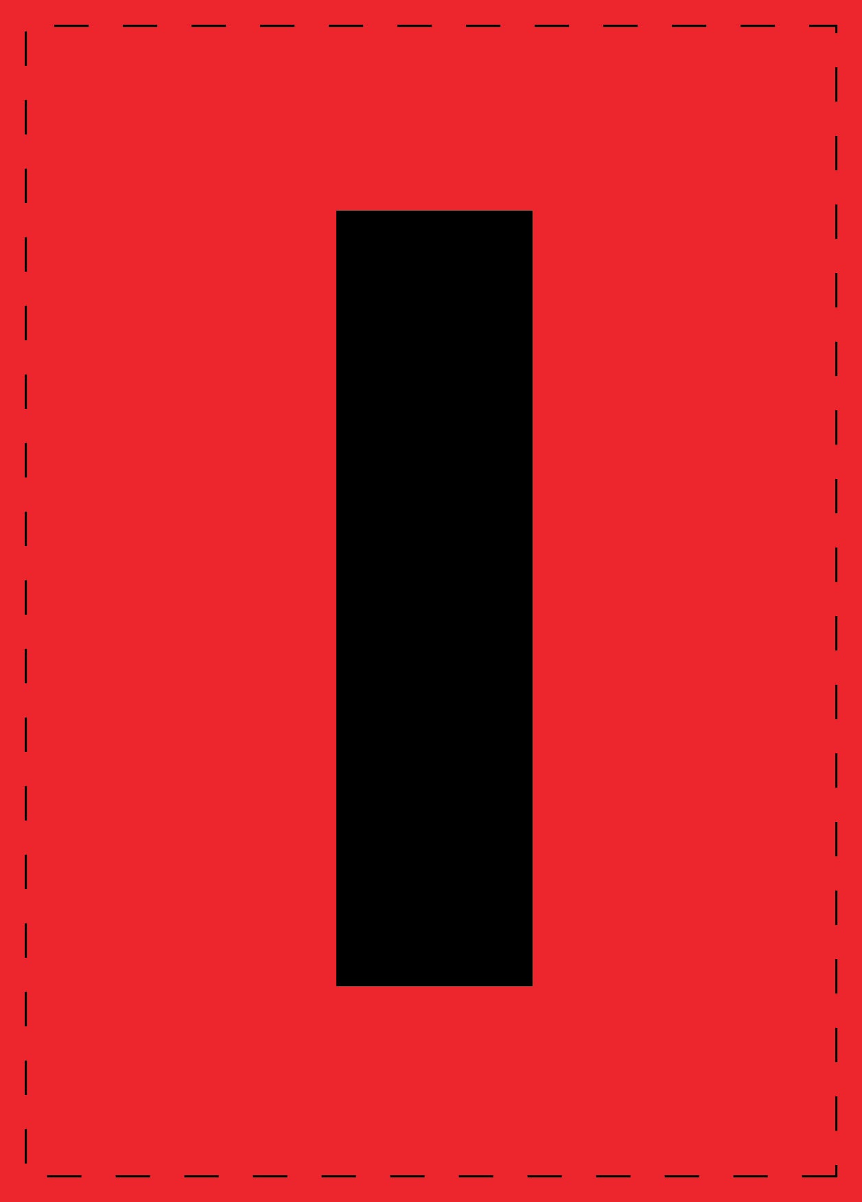 Buchstabe I Klebebuchstaben und Zahlenaufkleber schwarze Schrift roter Hintergrund  ES-BGPVC-I