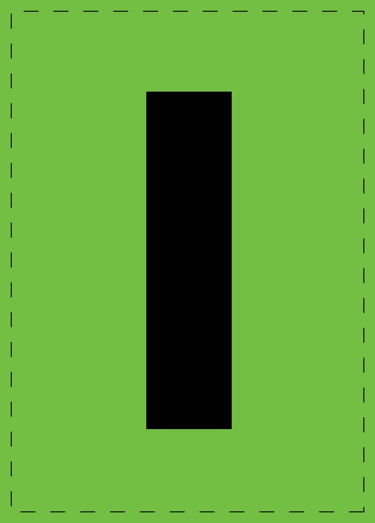 Buchstabe "I" Klebebuchstaben und Zahlenaufkleber  schwarze Schrift grüner Hintergrund  ES-BGPVC-I