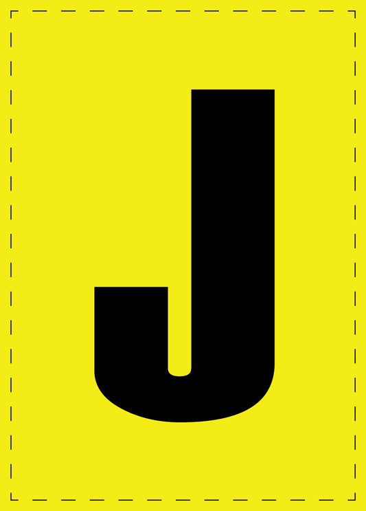 Buchstabe J Klebebuchstaben und Zahlenaufkleber schwarze Schrift gelber Hintergrund  ES-BGPVC-J-3