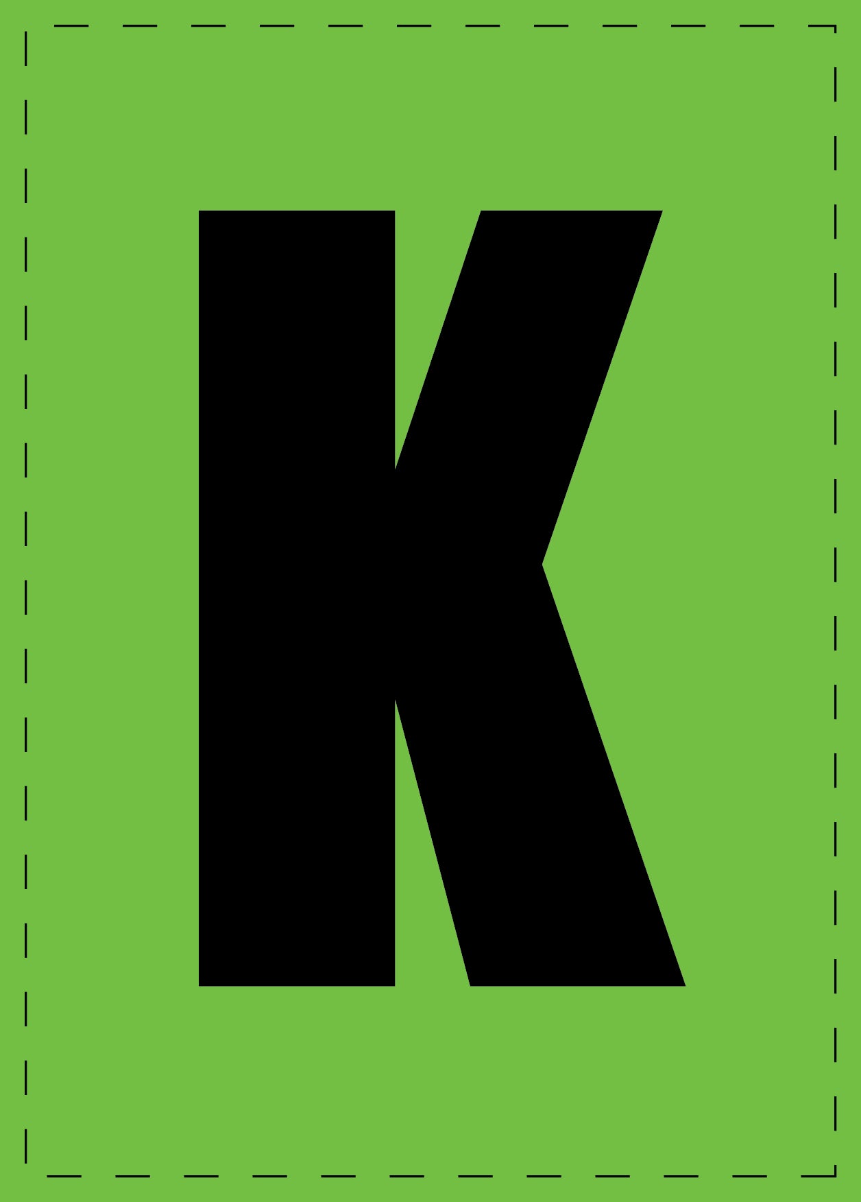 Buchstabe "K" Klebebuchstaben und Zahlenaufkleber  schwarze Schrift grüner Hintergrund  ES-BGPVC-K