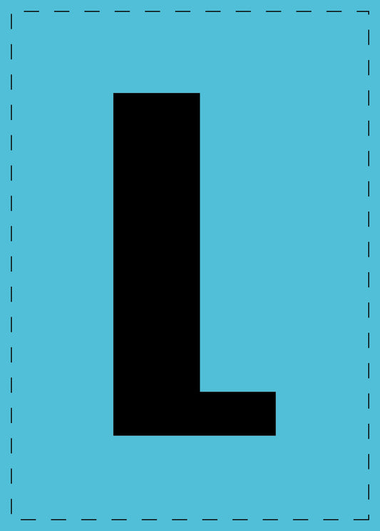 Buchstabe L Klebebuchstaben und Zahlenaufkleber schwarze Schrift BLAU Hintergrund  ES-BGPVC-L-50