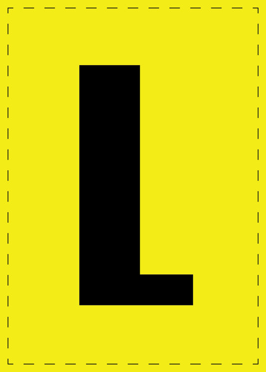 Buchstabe L Klebebuchstaben und Zahlenaufkleber schwarze Schrift gelber Hintergrund  ES-BGPVC-L-3