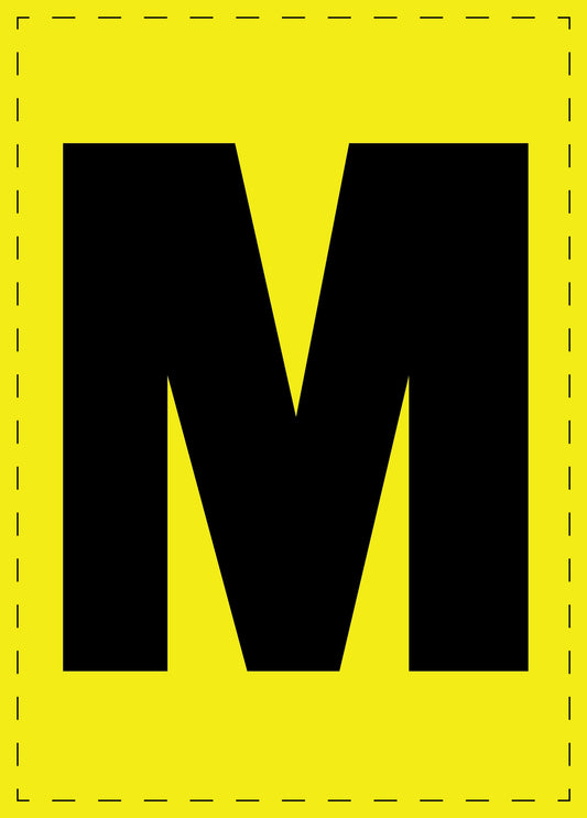 Buchstabe M Klebebuchstaben und Zahlenaufkleber schwarze Schrift gelber Hintergrund  ES-BGPVC-M-3
