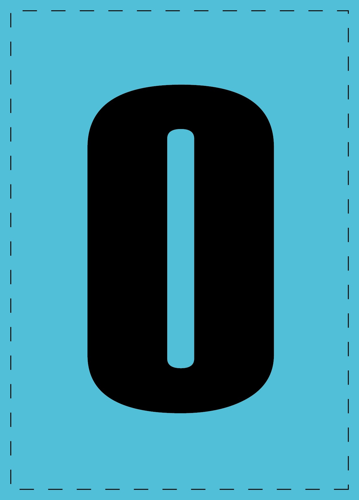 Buchstabe O Klebebuchstaben und Zahlenaufkleber schwarze Schrift BLAU Hintergrund  ES-BGPVC-O-50