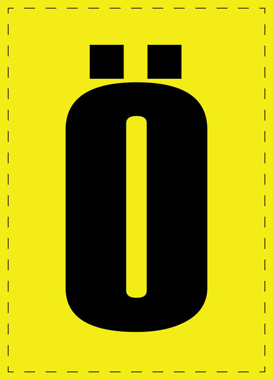 Buchstabe OE Klebebuchstaben und Zahlenaufkleber schwarze Schrift gelber Hintergrund  ES-BGPVC-OE-3