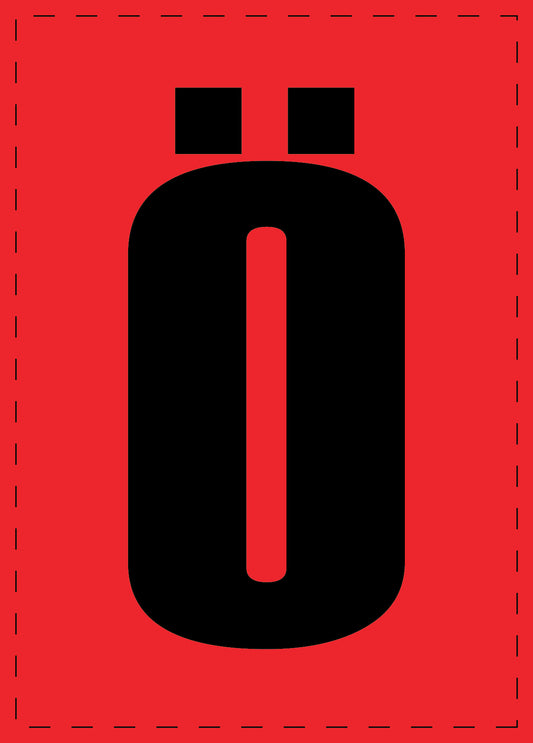Buchstabe Ö Klebebuchstaben und Zahlenaufkleber schwarze Schrift roter Hintergrund  ES-BGPVC-OE