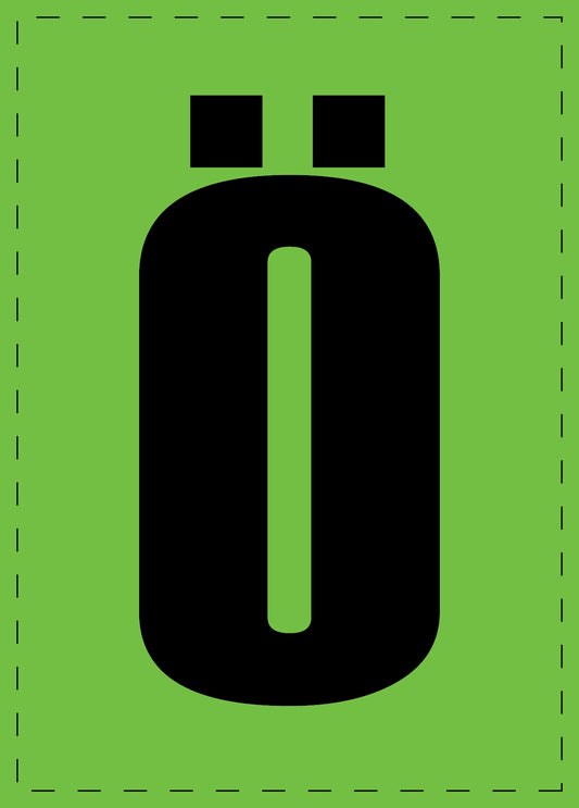 Buchstabe "Ö" Klebebuchstaben und Zahlenaufkleber  schwarze Schrift grüner Hintergrund  ES-BGPVC-OE