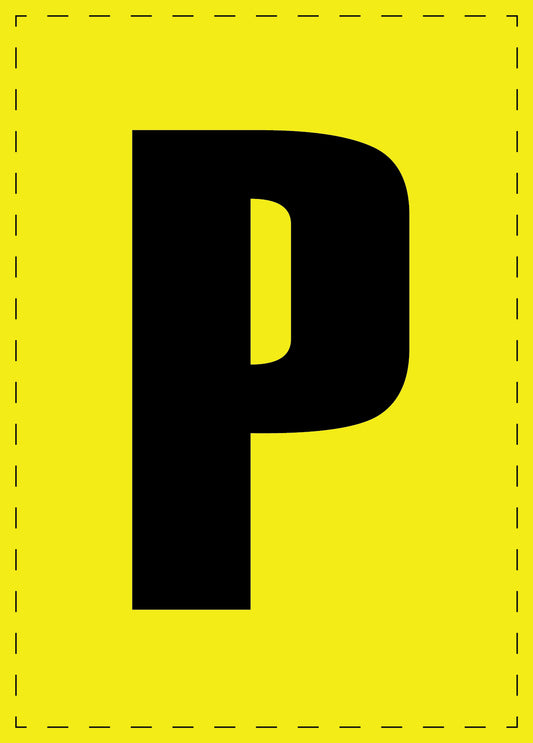 Buchstabe P Klebebuchstaben und Zahlenaufkleber schwarze Schrift gelber Hintergrund  ES-BGPVC-P-3