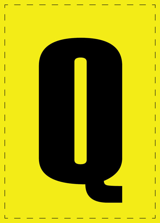 Buchstabe Q Klebebuchstaben und Zahlenaufkleber schwarze Schrift gelber Hintergrund  ES-BGPVC-Q-3