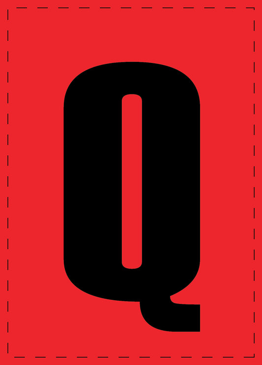 Buchstabe Q Klebebuchstaben und Zahlenaufkleber schwarze Schrift roter Hintergrund  ES-BGPVC-Q