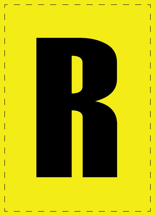 Buchstabe R Klebebuchstaben und Zahlenaufkleber schwarze Schrift gelber Hintergrund  ES-BGPVC-R-3