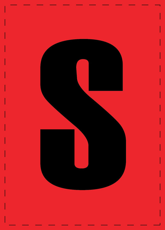 Buchstabe S Klebebuchstaben und Zahlenaufkleber schwarze Schrift roter Hintergrund  ES-BGPVC-S