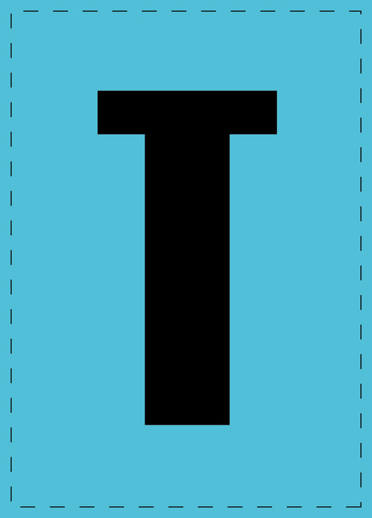 Buchstabe T Klebebuchstaben und Zahlenaufkleber schwarze Schrift BLAU Hintergrund  ES-BGPVC-T-50