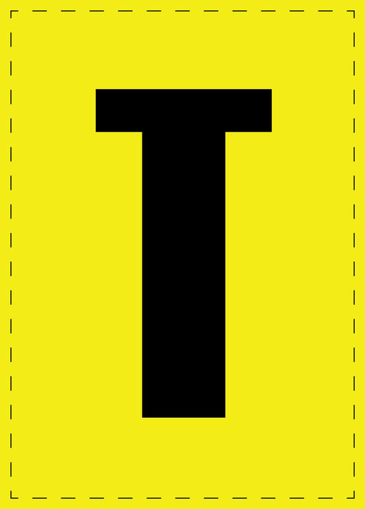 Buchstabe T Klebebuchstaben und Zahlenaufkleber schwarze Schrift gelber Hintergrund  ES-BGPVC-T-3