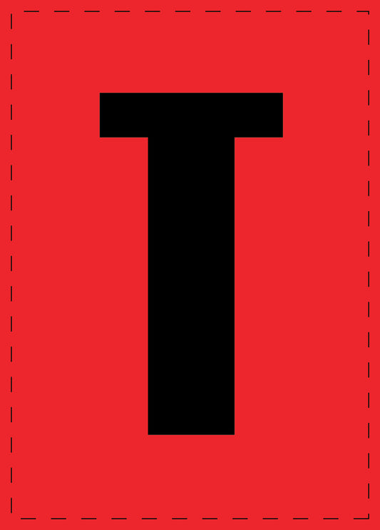 Buchstabe T Klebebuchstaben und Zahlenaufkleber schwarze Schrift roter Hintergrund  ES-BGPVC-T