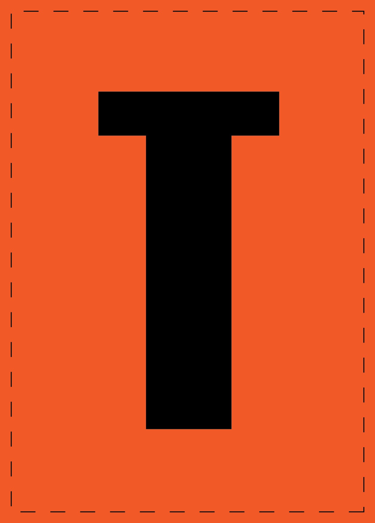 Klebebuchstaben "T" und Zahlenaufkleber schwarze Schrift orange Hintergrund  ES-BGPVC-T