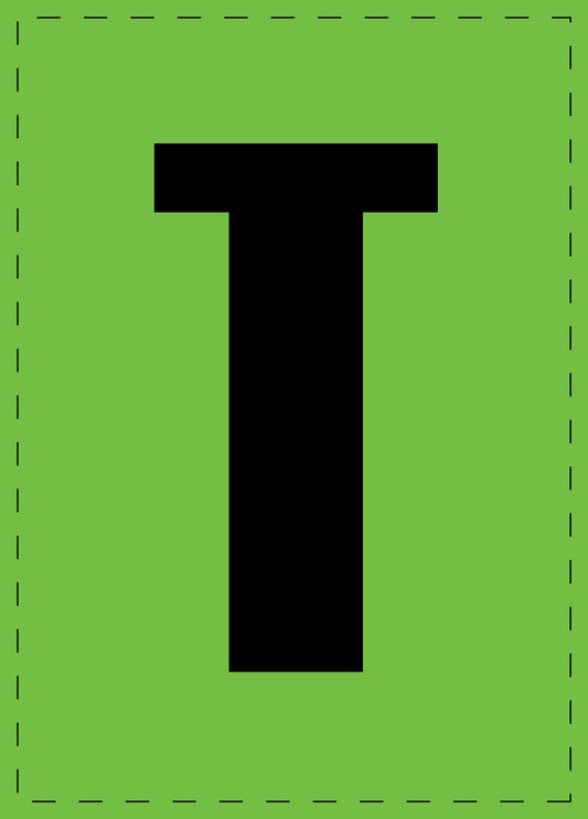 Buchstabe "T" Klebebuchstaben und Zahlenaufkleber  schwarze Schrift grüner Hintergrund  ES-BGPVC-T