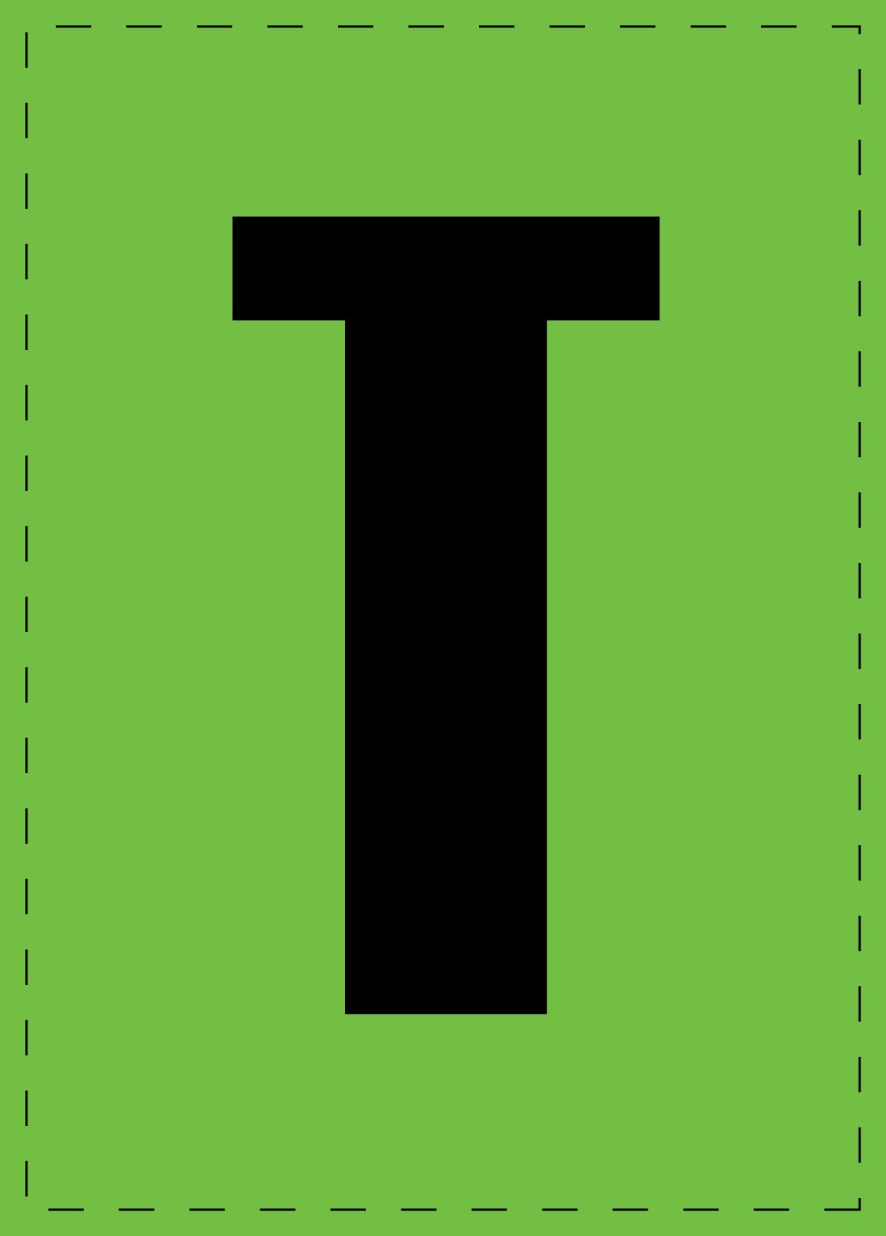 Buchstabe "T" Klebebuchstaben und Zahlenaufkleber  schwarze Schrift grüner Hintergrund  ES-BGPVC-T