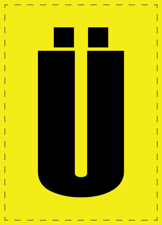Buchstabe UE Klebebuchstaben und Zahlenaufkleber schwarze Schrift gelber Hintergrund  ES-BGPVC-UE-3