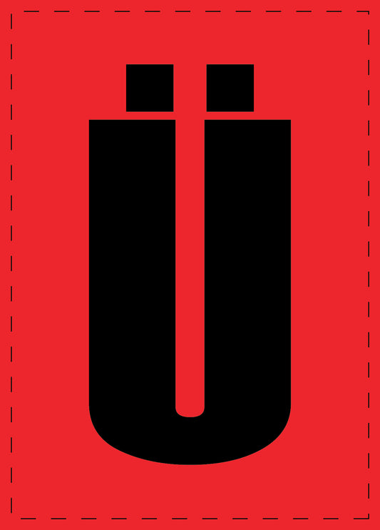 Buchstabe Ü Klebebuchstaben und Zahlenaufkleber schwarze Schrift roter Hintergrund  ES-BGPVC-UE