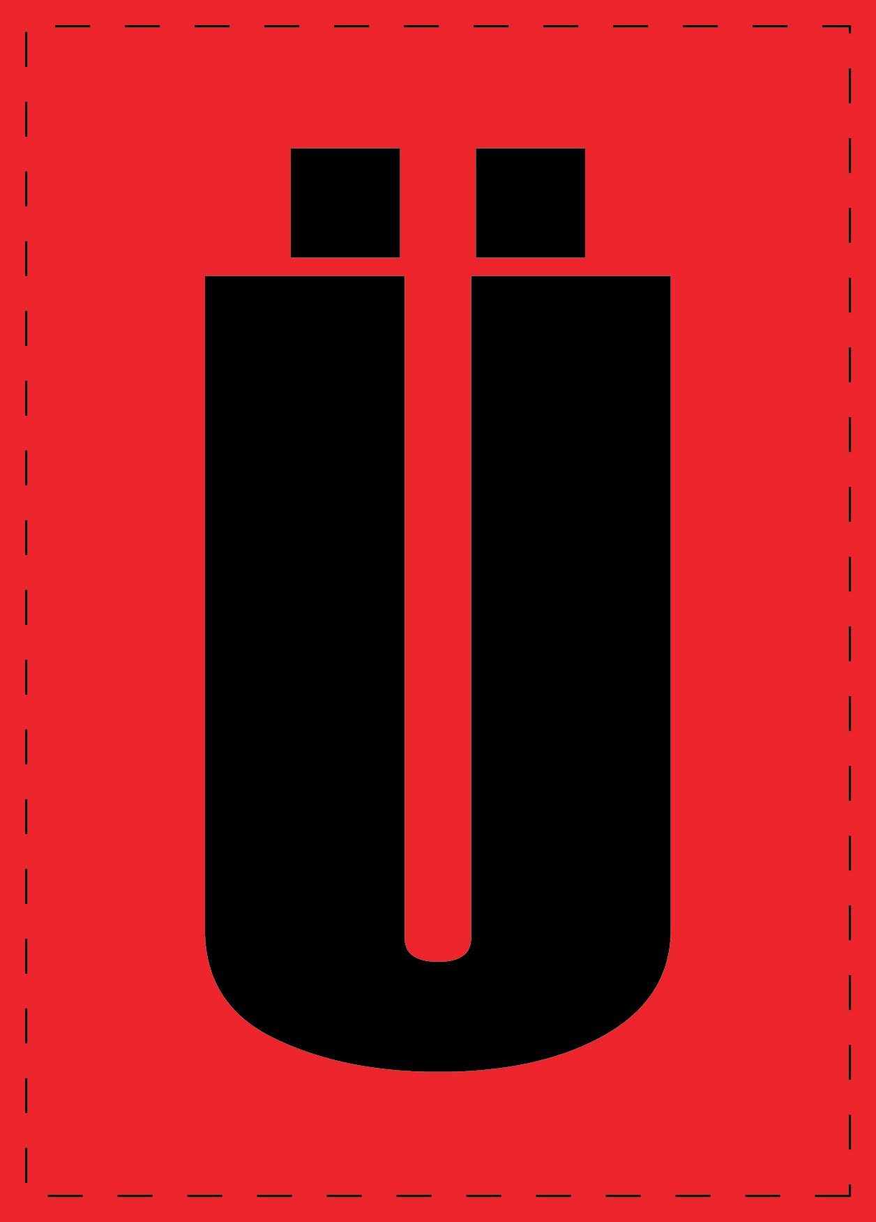 Buchstabe Ü Klebebuchstaben und Zahlenaufkleber schwarze Schrift roter Hintergrund  ES-BGPVC-UE