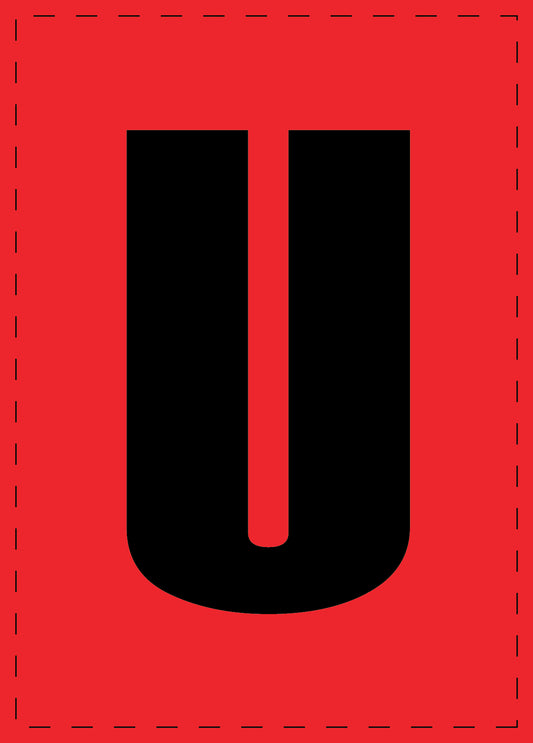 Buchstabe U Klebebuchstaben und Zahlenaufkleber schwarze Schrift roter Hintergrund  ES-BGPVC-U