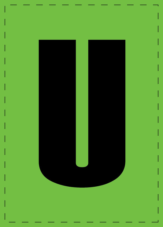 Buchstabe "U" Klebebuchstaben und Zahlenaufkleber  schwarze Schrift grüner Hintergrund  ES-BGPVC-U