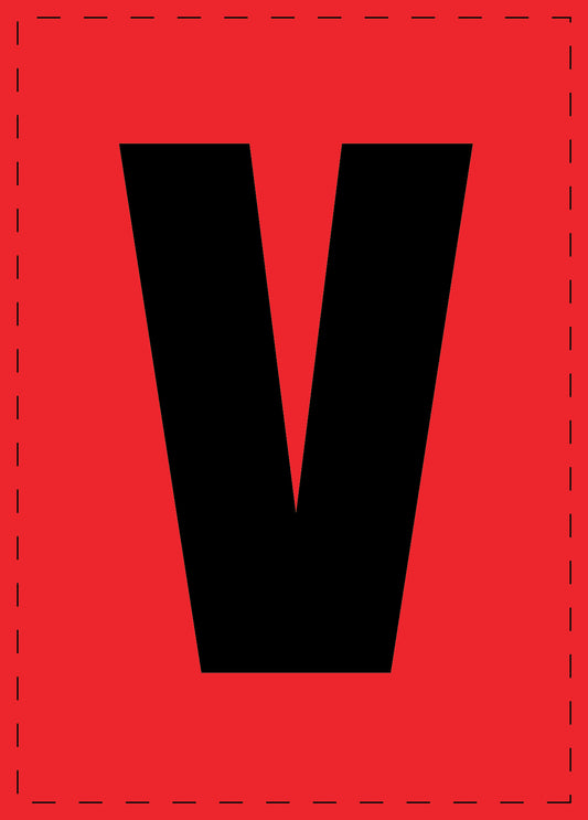 Buchstabe V Klebebuchstaben und Zahlenaufkleber schwarze Schrift roter Hintergrund  ES-BGPVC-V