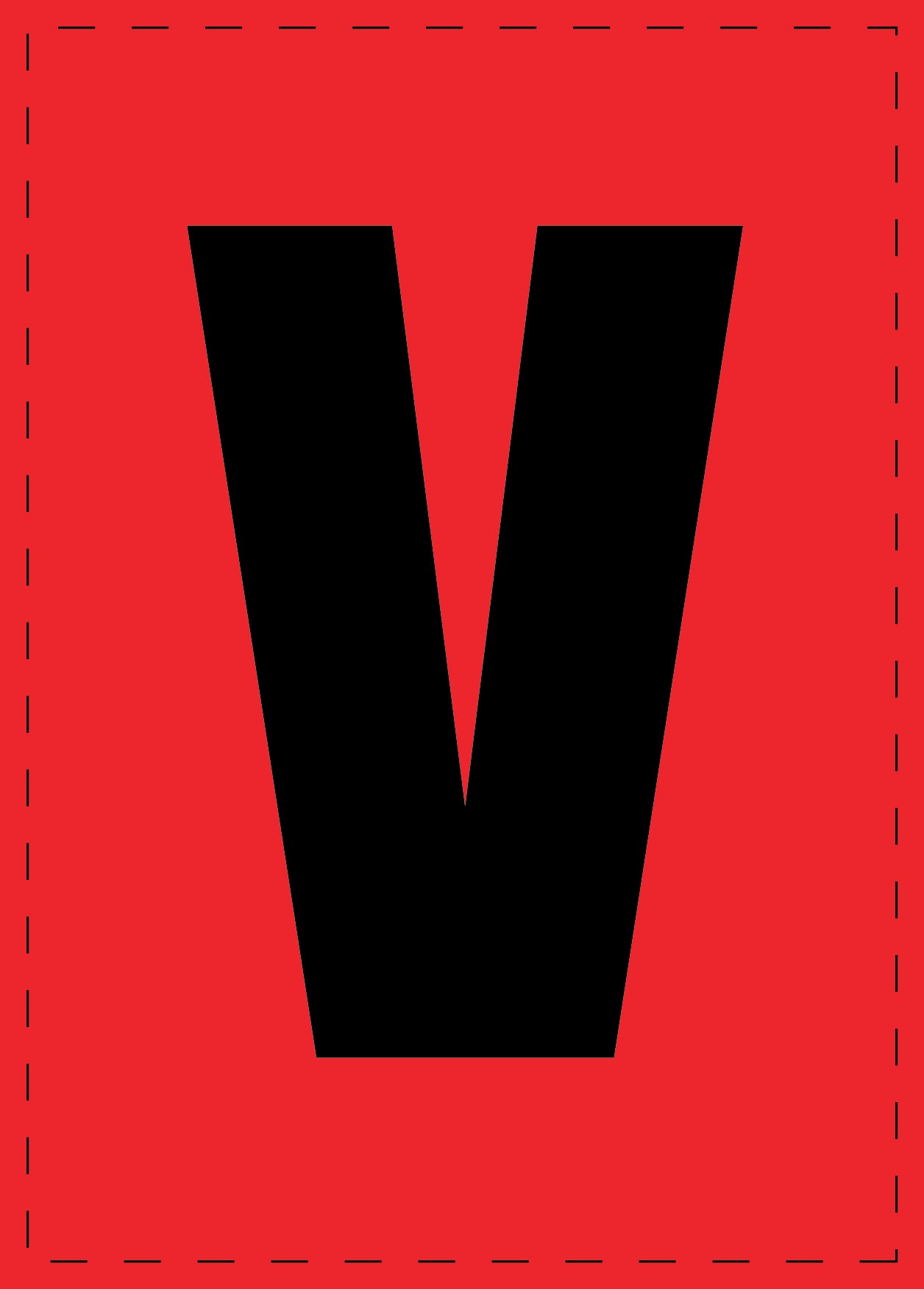 Buchstabe V Klebebuchstaben und Zahlenaufkleber schwarze Schrift roter Hintergrund  ES-BGPVC-V