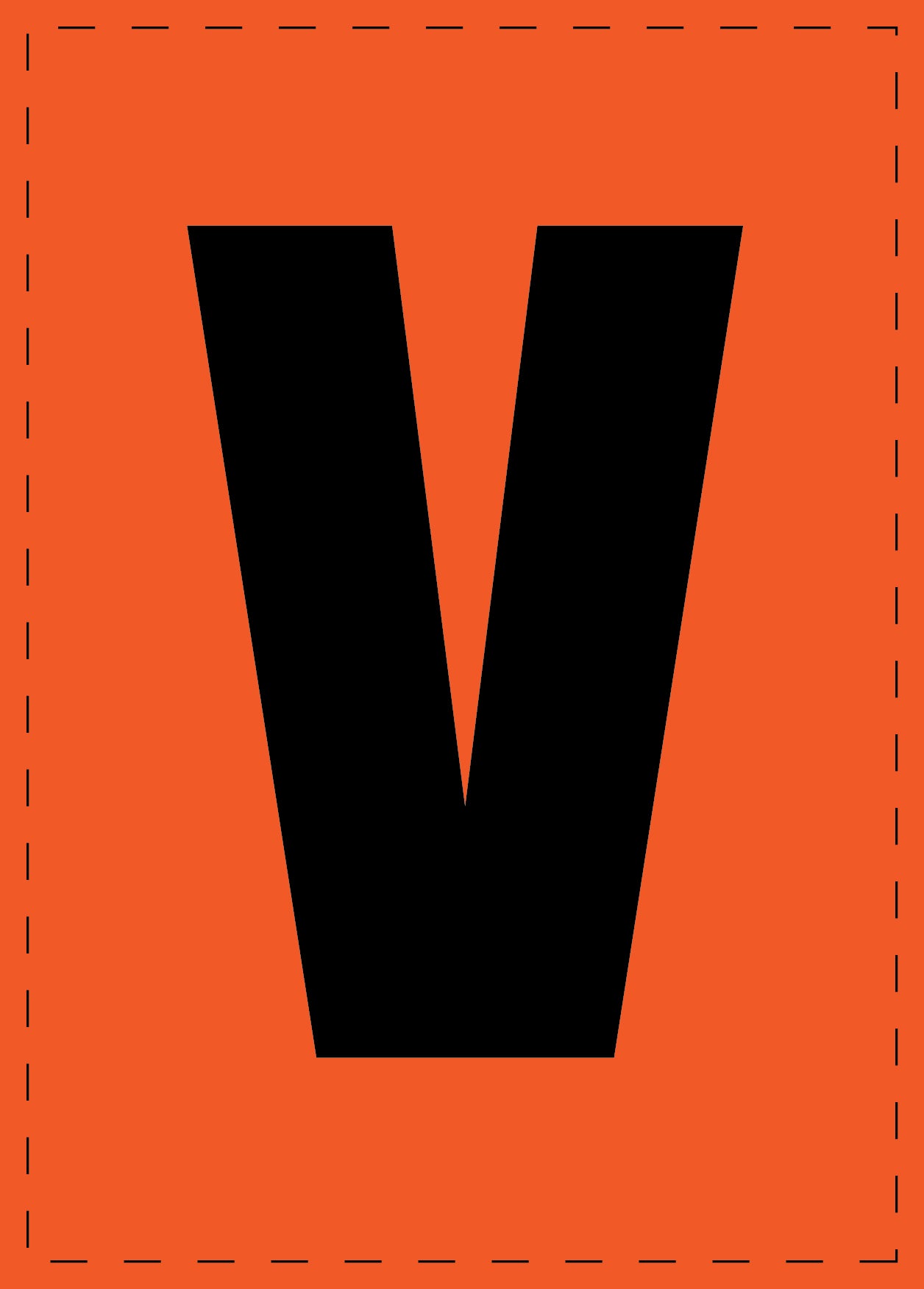 Klebebuchstaben "V" und Zahlenaufkleber schwarze Schrift orange Hintergrund  ES-BGPVC-V