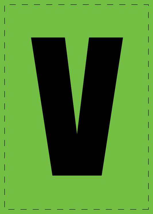 Buchstabe "V" Klebebuchstaben und Zahlenaufkleber  schwarze Schrift grüner Hintergrund  ES-BGPVC-V