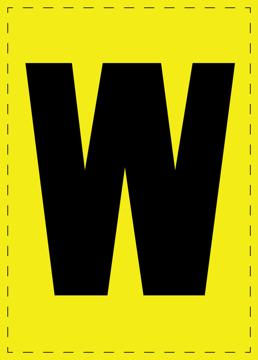 Buchstabe W Klebebuchstaben und Zahlenaufkleber schwarze Schrift gelber Hintergrund  ES-BGPVC-W-3