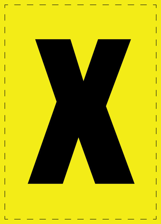 Buchstabe X Klebebuchstaben und Zahlenaufkleber schwarze Schrift gelber Hintergrund  ES-BGPVC-X-3