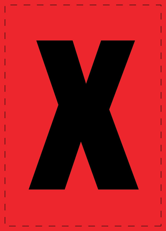 Buchstabe X Klebebuchstaben und Zahlenaufkleber schwarze Schrift roter Hintergrund  ES-BGPVC-X