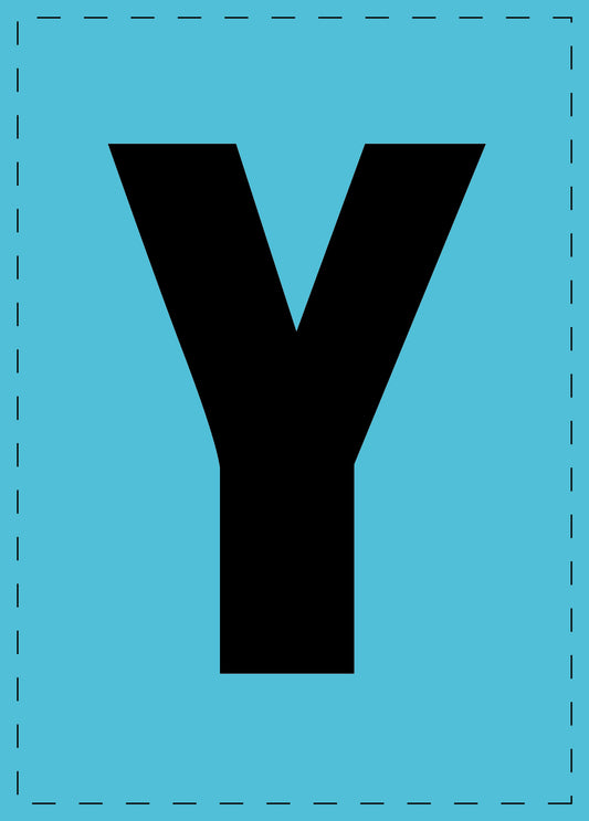 Buchstabe Y Klebebuchstaben und Zahlenaufkleber schwarze Schrift BLAU Hintergrund  ES-BGPVC-Y-50