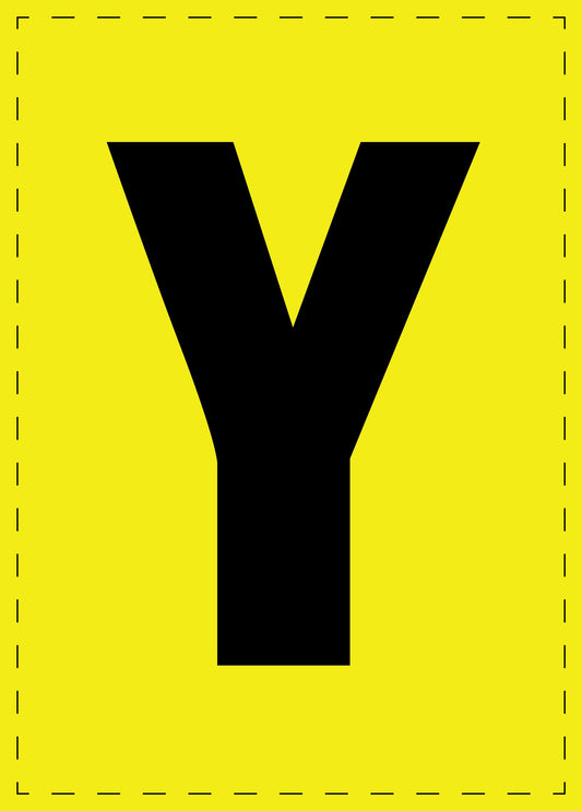 Buchstabe Y Klebebuchstaben und Zahlenaufkleber schwarze Schrift gelber Hintergrund  ES-BGPVC-Y-3