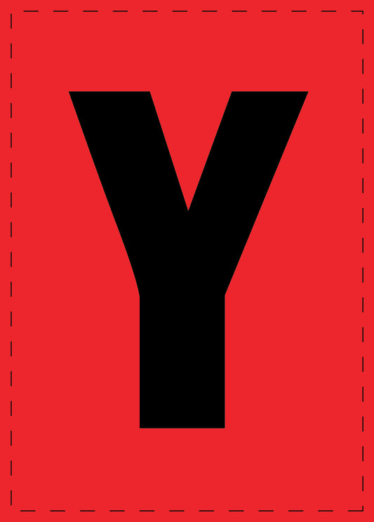 Buchstabe Y Klebebuchstaben und Zahlenaufkleber schwarze Schrift roter Hintergrund  ES-BGPVC-Y