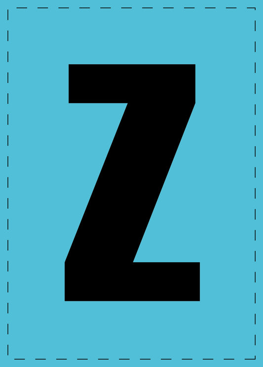 Buchstabe Z Klebebuchstaben und Zahlenaufkleber schwarze Schrift BLAU Hintergrund  ES-BGPVC-Z-50