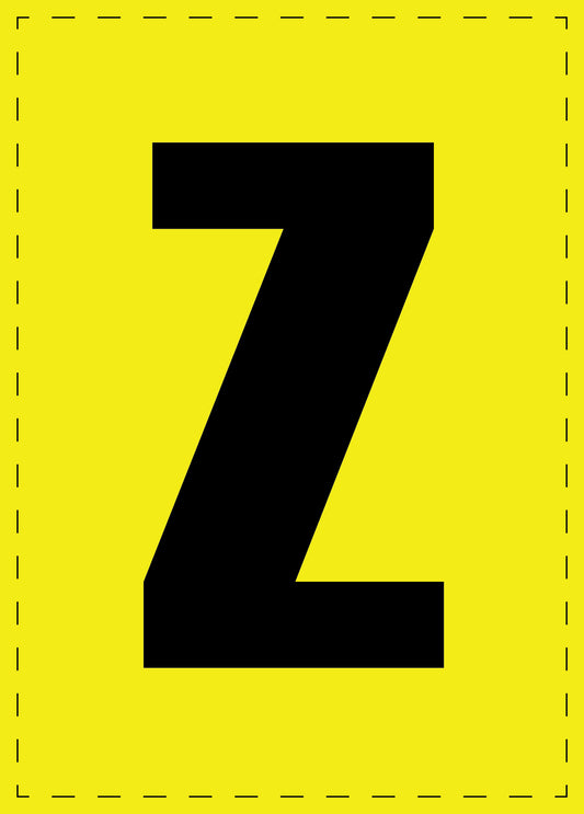 Buchstabe Z Klebebuchstaben und Zahlenaufkleber schwarze Schrift gelber Hintergrund  ES-BGPVC-Z-3