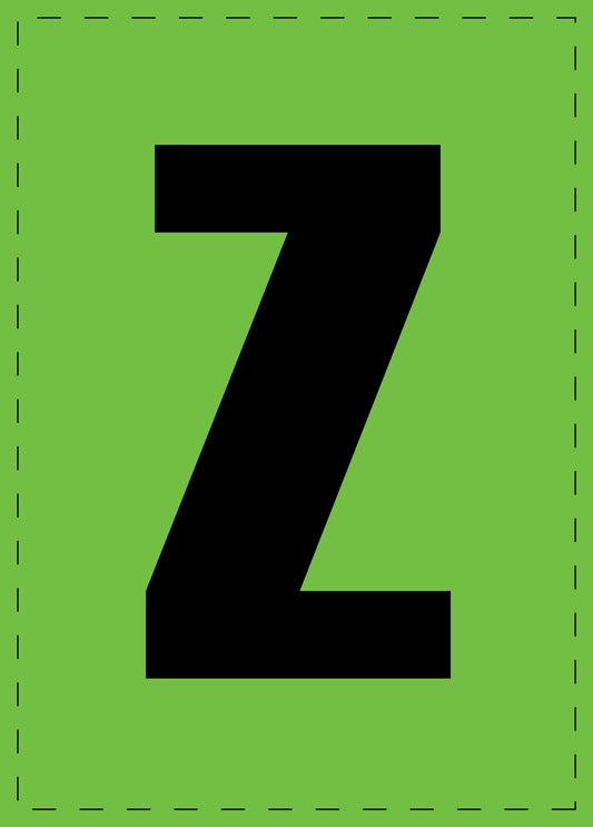 Buchstabe "Z" Klebebuchstaben und Zahlenaufkleber  schwarze Schrift grüner Hintergrund  ES-BGPVC-Z
