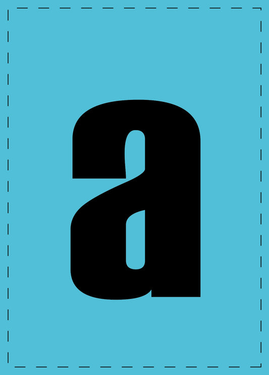 Buchstabe a Klebebuchstaben und Zahlenaufkleber schwarze Schrift BLAU Hintergrund  ES-BKPVC-A-50