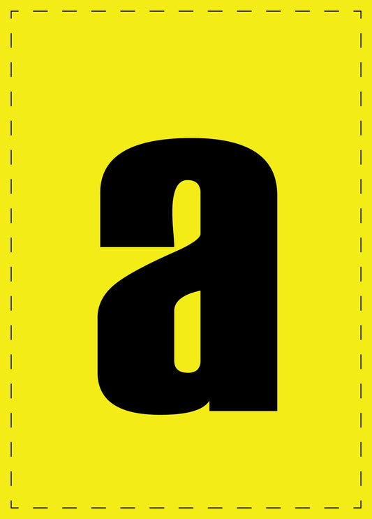 Buchstabe a Klebebuchstaben und Zahlenaufkleber schwarze Schrift gelber Hintergrund  ES-BGPVC-a-3