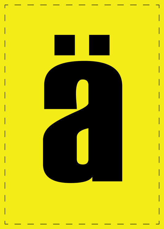 Buchstabe ae Klebebuchstaben und Zahlenaufkleber schwarze Schrift gelber Hintergrund  ES-BGPVC-ae-3