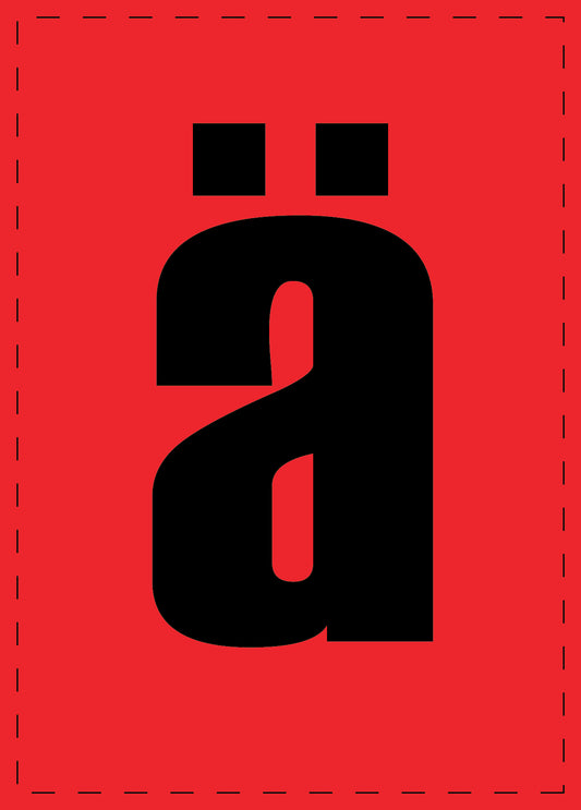 Buchstabe ä Klebebuchstaben und Zahlenaufkleber schwarze Schrift roter Hintergrund  ES-BKPVC-AE